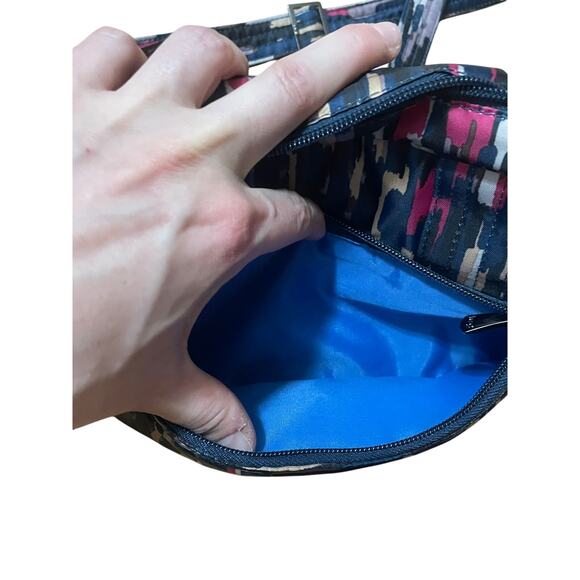 Lug‎ Carousel Crossbody Bag Convertible belt bag Navy Blue Abstract Cream Pink - Picture 10 of 10